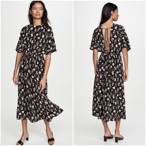 Les Reveries Circular Sleeve V-Back Silk Dress size 6 NWT